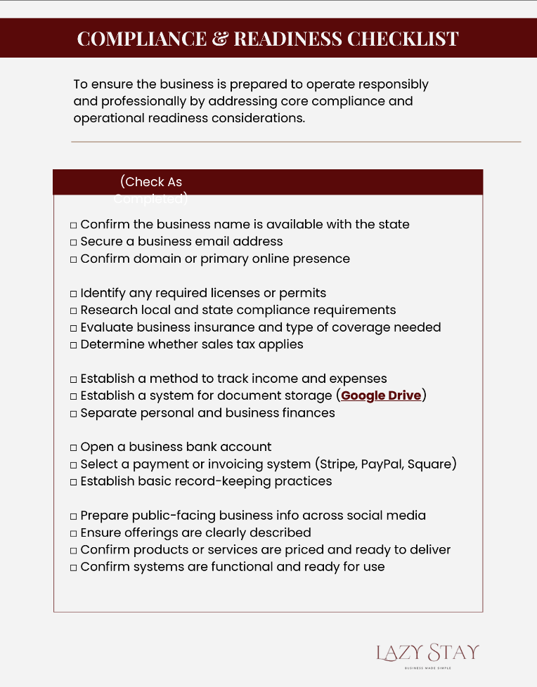 Compliance & Readiness Checklist