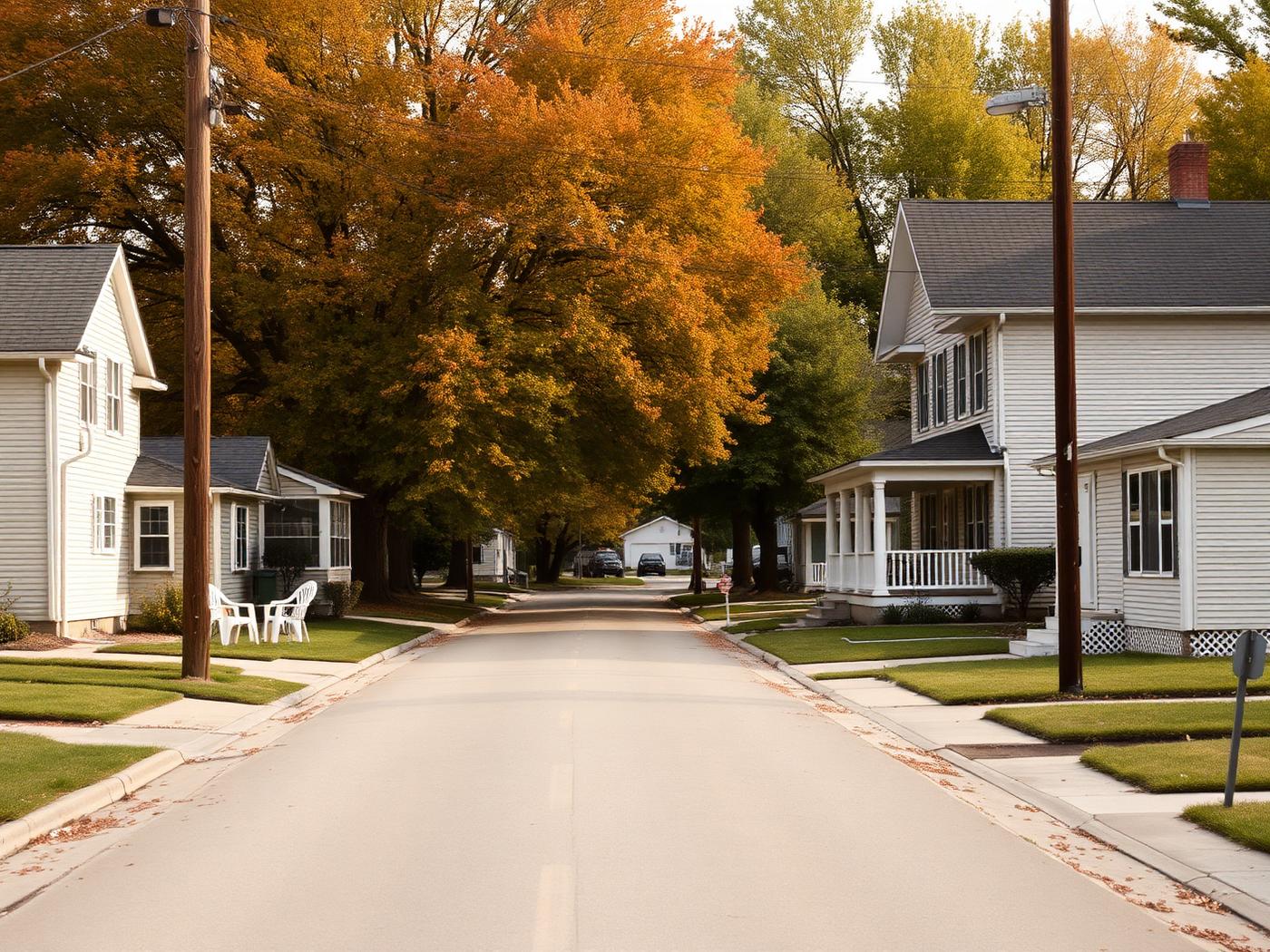 Homes with front porches on a tree-lined Northwest Indiana street