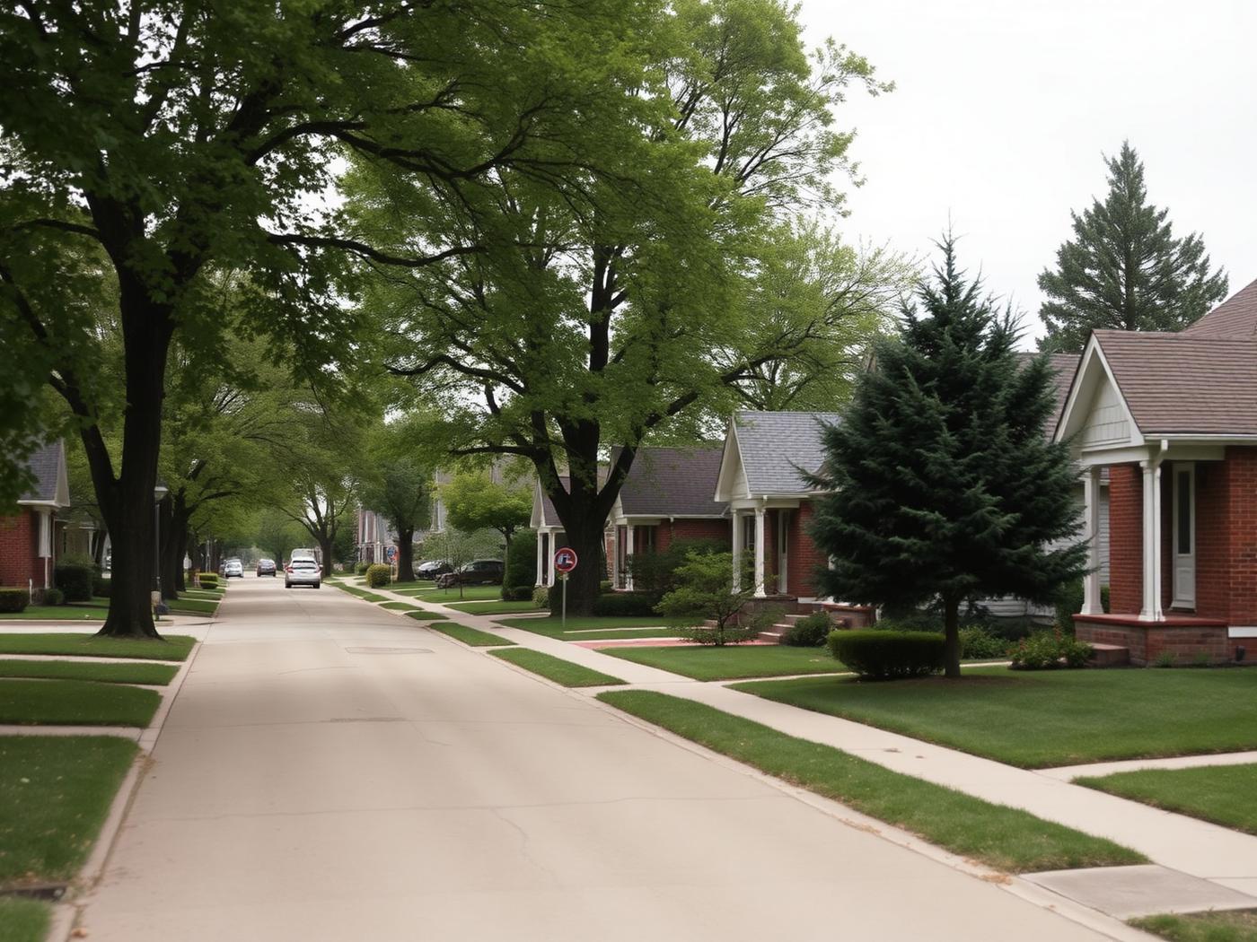 Brick homes along a quiet residential street in Chicago's South Suburbs
